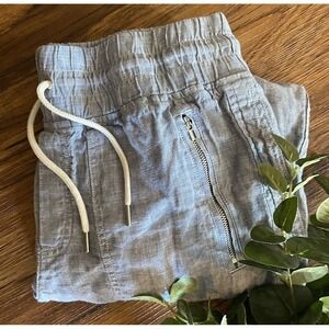 ATHLETA Cabo Woman's Blue Linen Joggers 6 Relaxed Pants High Rise Tapered